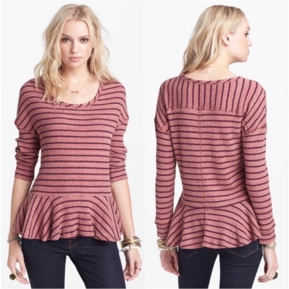 Free people Striped Pink and Black Women's Top SP